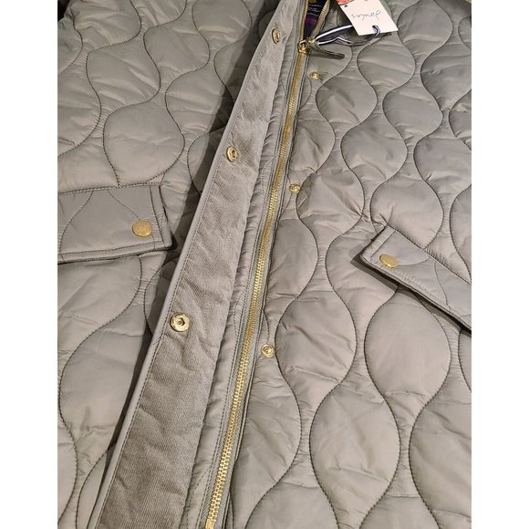 New! Joules Women US4 UK8 Rosedale Gray Quilted Jacket Plaid Lined Corduroy Trim - Picture 12 of 16